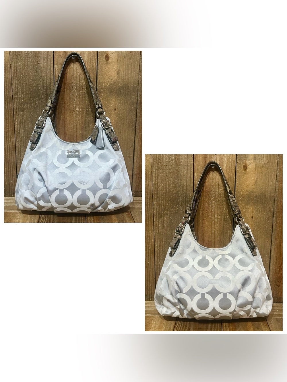 Coach. 4 Piece: Maggie Op Art Shoulder Bag with Free Watch, Wristlet & Dust Bag. - Picture 3 of 16